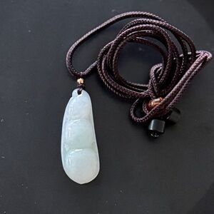 Elegant Icy Jade Bean Pendant Necklace